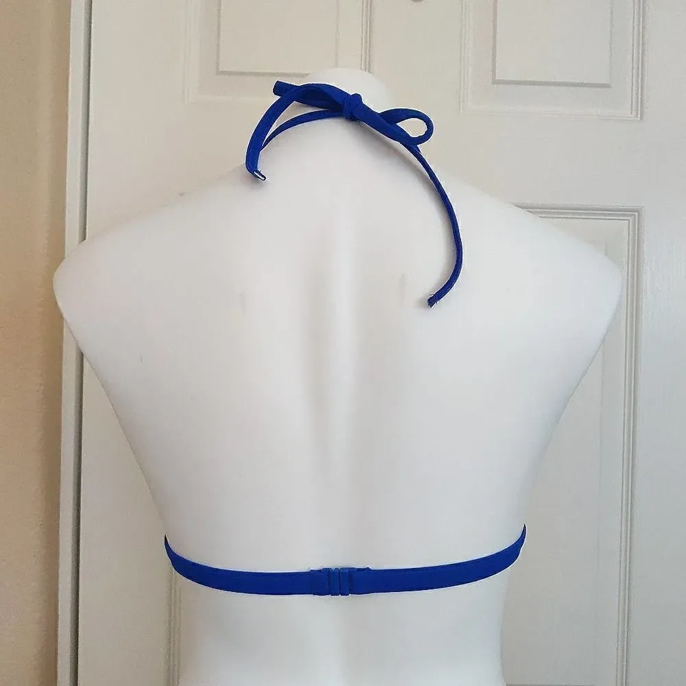 Topshop triangle embroidered mesh floral bikini top sz 4